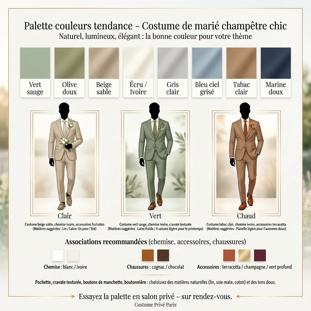 couleur tendance costume mariage champêtre sur mesure